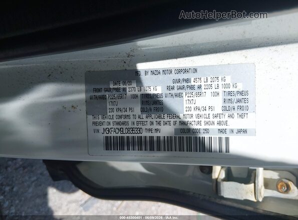 JM3KFACM9L0835330 2020 MAZDA CX-5 Белый Вид подкапотного пространства
