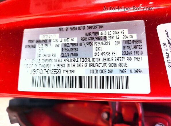 JM3KFADL7H0183529 2017 MAZDA CX-5 Red VIN sticker view