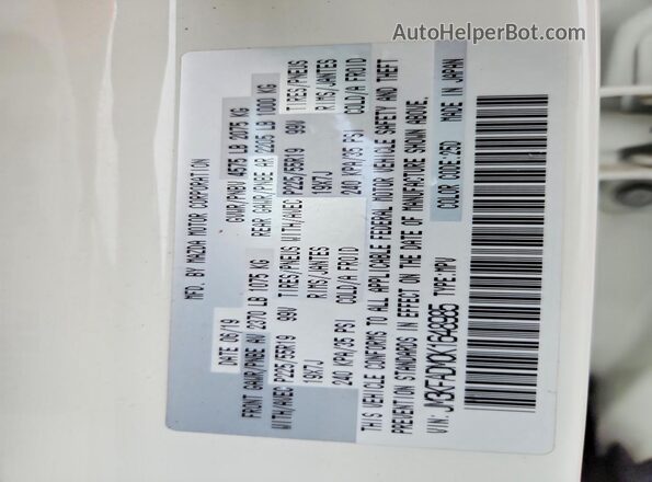 JM3KFADM0K1648985 2019 MAZDA CX-5 Белый 