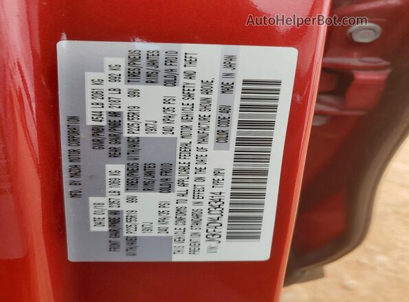 JM3KFADM4J0343414 2018 MAZDA CX-5 Красный Вид наклейки с VIN-кодом