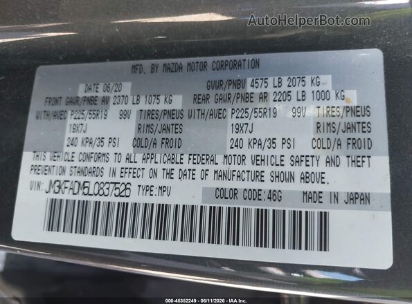 JM3KFADM5L0837526 2020 MAZDA CX-5 Gray 