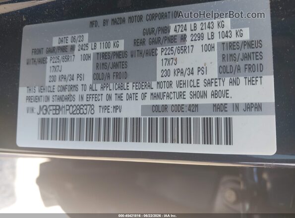 JM3KFBBM1P0286378 2023 MAZDA CX-5 Черный Вид подкапотного пространства