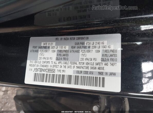 JM3KFBBM4M0365698 2021 MAZDA CX-5 Black Widok komory silnika