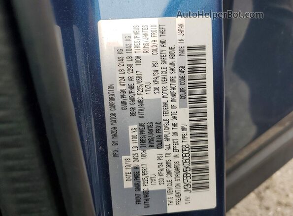 JM3KFBBM5K0505058 2019 MAZDA CX-5 Blue Widok naklejki z numerem VIN
