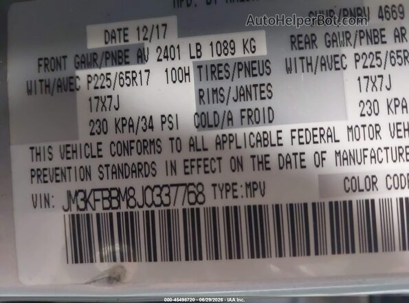JM3KFBBM8J0337768 2018 MAZDA CX-5 Gray Widok komory silnika