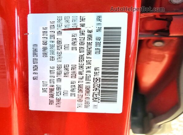 JM3KFBCL6H0221596 2017 MAZDA CX-5 Red VIN კოდის სტიკერის ხედი