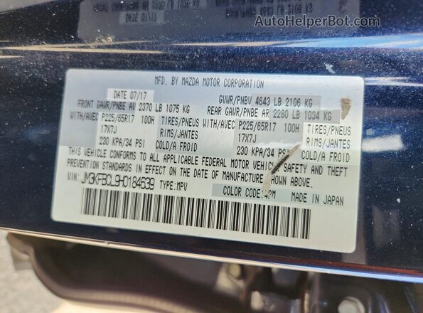 JM3KFBCL9H0184639 2017 MAZDA CX-5 Blue Вид наклейки з VIN-кодом
