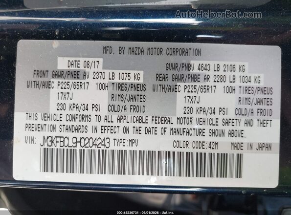 JM3KFBCL9H0204243 2017 MAZDA CX-5 Navy Widok komory silnika