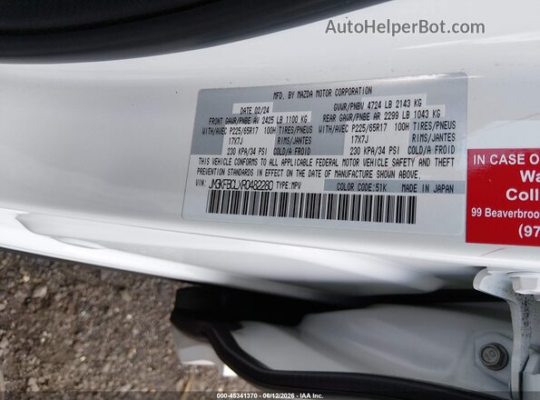 JM3KFBCLXR0482280 2024 MAZDA CX-5 White Engine compartment view