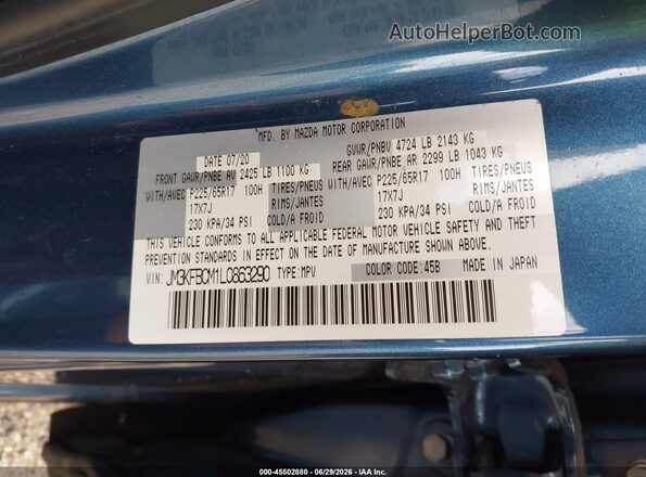 JM3KFBCM1L0863290 2020 MAZDA CX-5 Blue Widok komory silnika