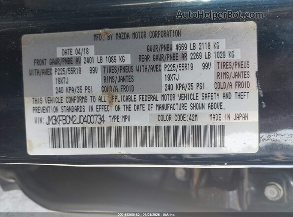 JM3KFBCM2J0400734 2018 MAZDA CX-5 Blue Вид підкапотного простору