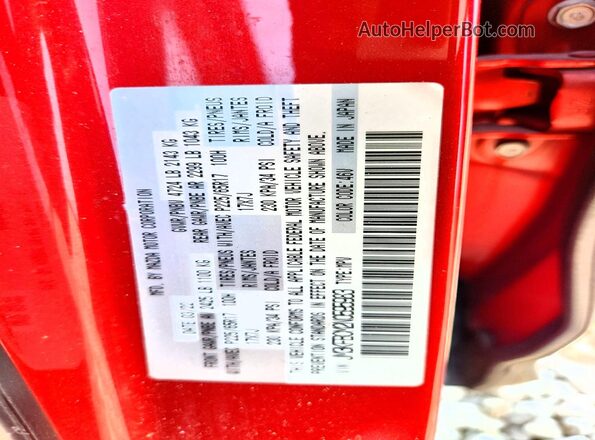 JM3KFBCM2N0595983 2022 MAZDA CX-5 Burgundy Vista de la etiqueta del VIN
