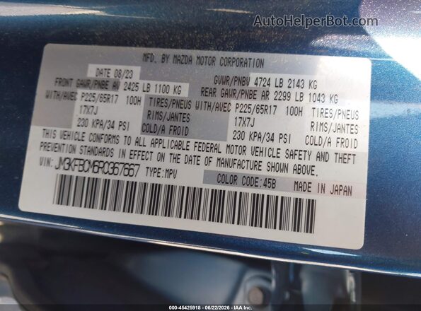 JM3KFBCM6R0367667 2024 MAZDA CX-5 Light Blue Շարժիչի բաժամունքի տեսք