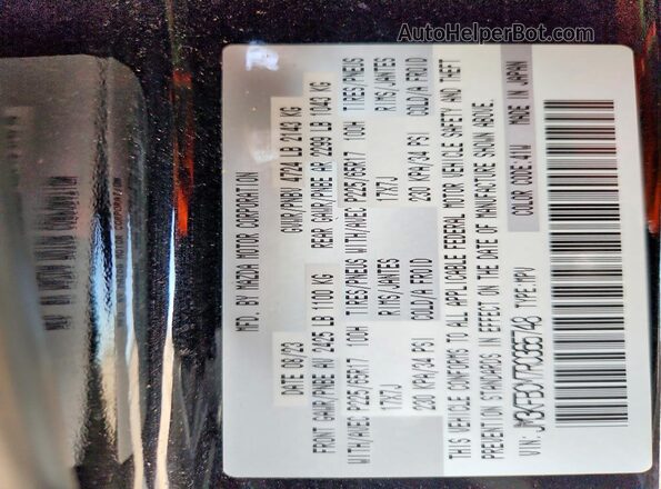 JM3KFBCM7R0365748 2024 MAZDA CX-5 Black Widok naklejki z numerem VIN