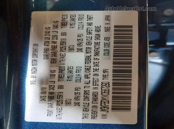 JM3KFBDM1K0687290 2019 MAZDA CX-5 Синий Вид наклейки с VIN-кодом