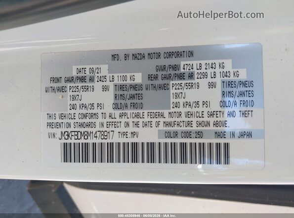 JM3KFBDM8M1478917 2021 MAZDA CX-5 White Widok komory silnika
