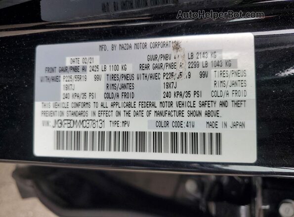 JM3KFBDMXM0378131 2021 MAZDA CX-5 Black Vista de la etiqueta del VIN
