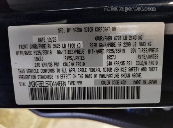 JM3KFBEL5R0444694 2024 MAZDA CX-5 Blue VIN კოდის სტიკერის ხედი
