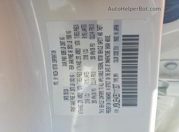 JM3KJEHA3S1111307 2025 MAZDA CX-70 White Вид наклейки з VIN-кодом