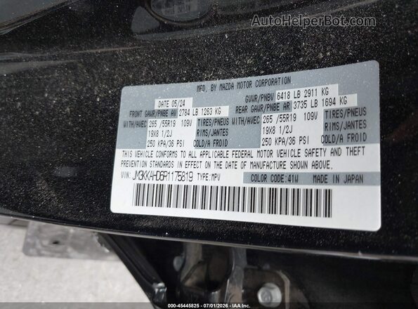 JM3KKAHD6R1175819 2024 MAZDA CX-90 Black Engine compartment view