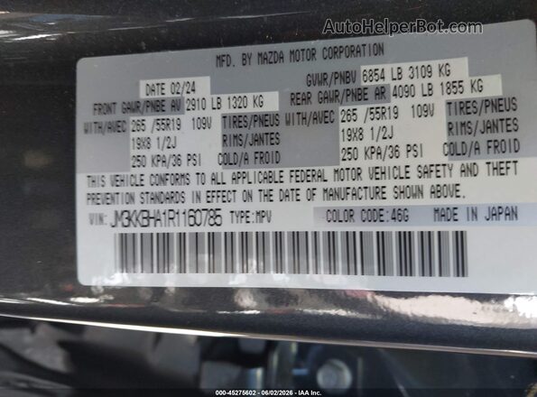 JM3KKBHA1R1160785 2024 MAZDA CX-90 PHEV Black Widok komory silnika