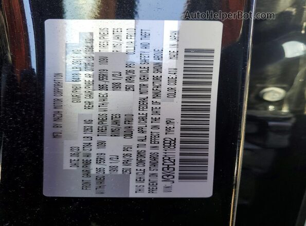 JM3KKBHD2R1118992 2024 MAZDA CX-90 Black Widok naklejki z numerem VIN