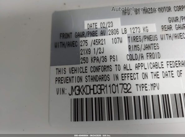 JM3KKDHD3R1101792 2024 MAZDA CX-90 White Շարժիչի բաժամունքի տեսք