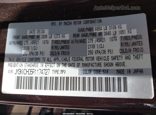 JM3KKDHD5R1174727 2024 MAZDA CX-90 Maroon Вид підкапотного простору