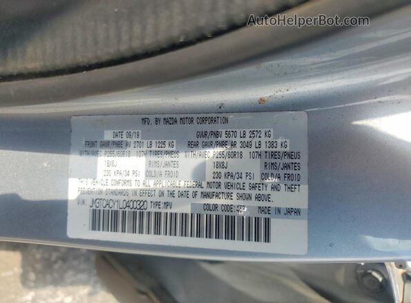 JM3TCACY1L0400320 2020 MAZDA CX-9 Серебряный Вид наклейки с VIN-кодом