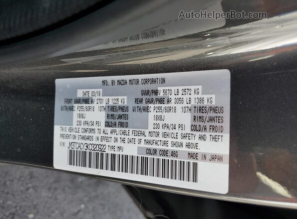 JM3TCACY3K0320922 2019 MAZDA CX-9 Gray 