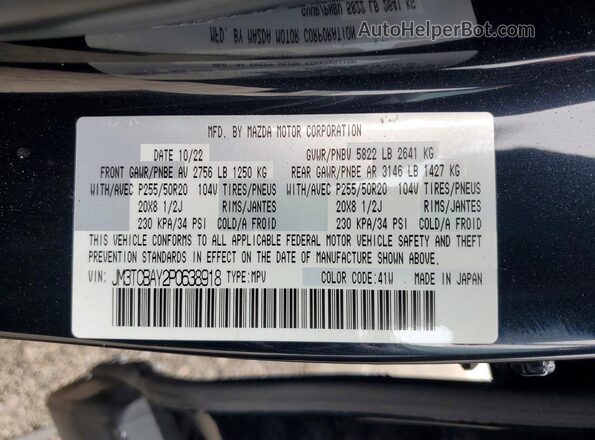JM3TCBAY2P0638918 2023 MAZDA CX-9 Black Панорамний вид салону 360°