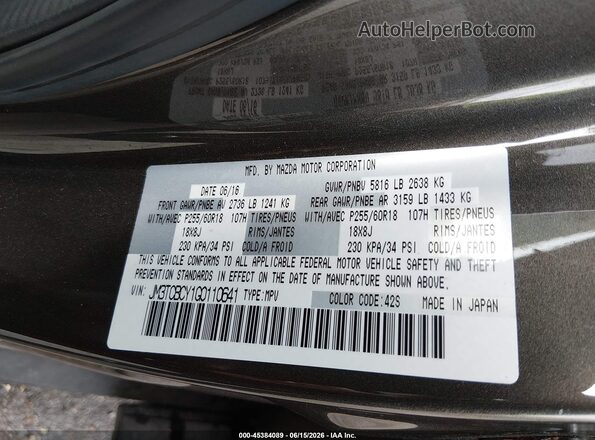 JM3TCBCY1G0110641 2016 MAZDA CX-9 Gray 