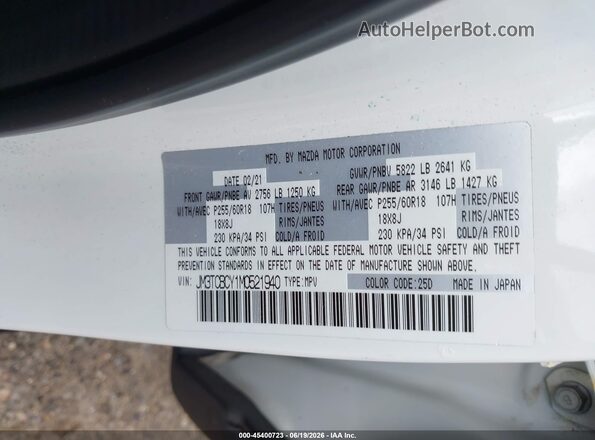 JM3TCBCY1M0521940 2021 MAZDA CX-9 White Engine compartment view