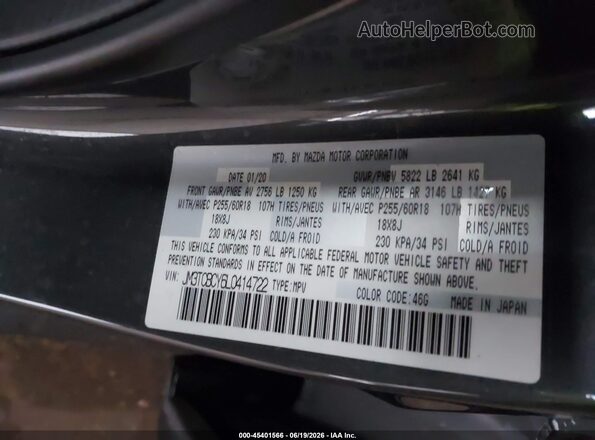 JM3TCBCY6L0414722 2020 MAZDA CX-9 Gray ძრავის განყოფილების ხედი