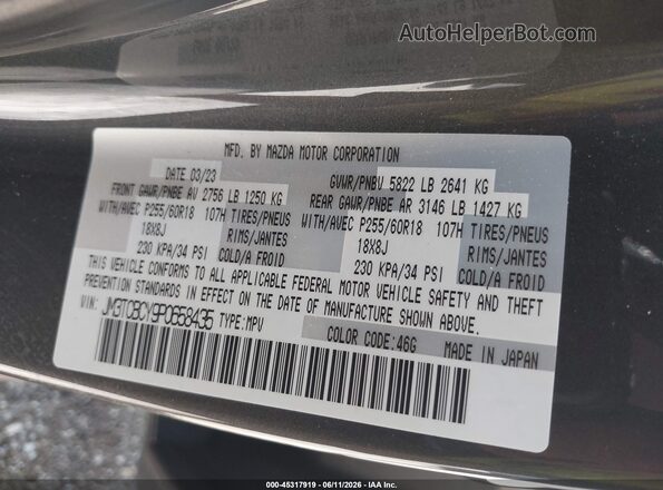 JM3TCBCY9P0658435 2023 MAZDA CX-9 Gray Вид підкапотного простору