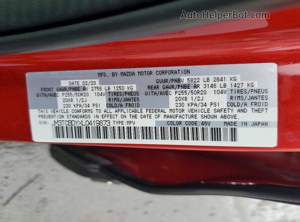 JM3TCBDYXL0419873 2020 MAZDA CX-9 Red 