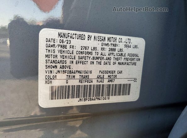 JN1BF0BA4PM410416 2023 NISSAN ARIYA Gray Vista de la etiqueta del VIN