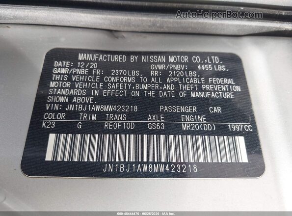 JN1BJ1AW8MW423218 2021 NISSAN ROGUE Silver Engine compartment view