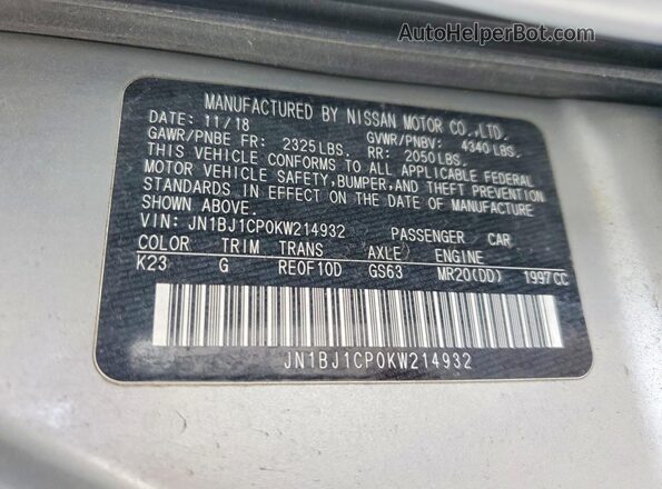 JN1BJ1CP0KW214932 2019 NISSAN ROGUE Silver 360 interior view