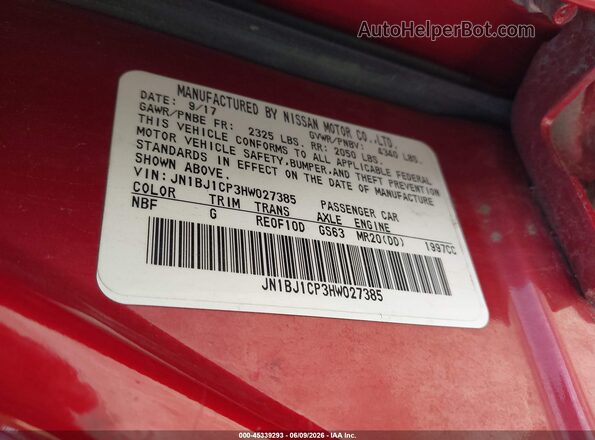 JN1BJ1CP3HW027385 2017 NISSAN ROGUE Красный Вид подкапотного пространства