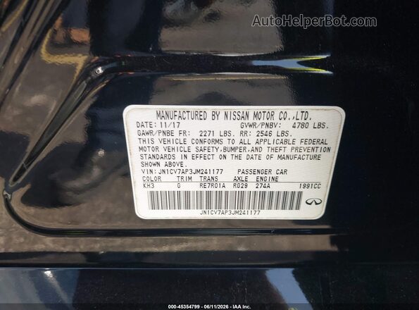 JN1CV7AP3JM241177 2018 INFINITI Q50 Черный Вид подкапотного пространства
