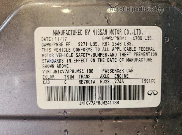 JN1CV7AP8JM241188 2018 INFINITI Q50 Gray Engine compartment view