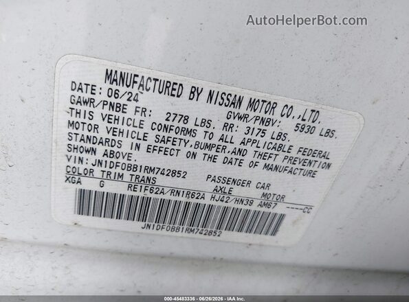 JN1DF0BB1RM742852 2024 NISSAN ARIYA White Vista del compartimento del motor