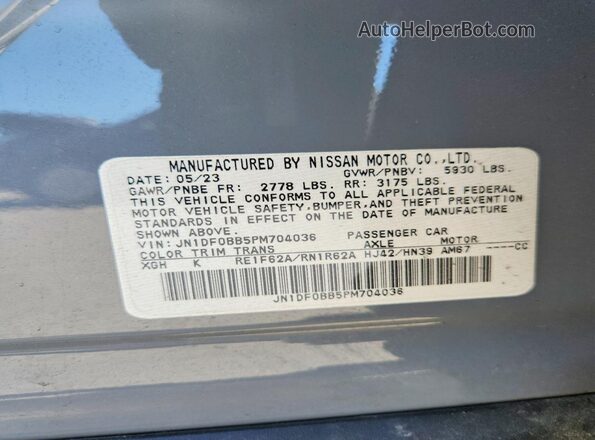 JN1DF0BB5PM704036 2023 NISSAN ARIYA Gray Вид наклейки з VIN-кодом