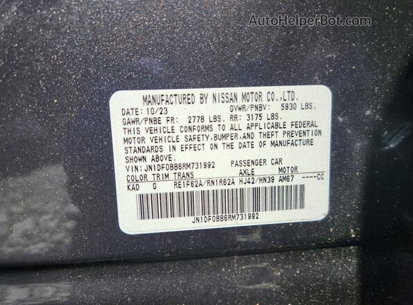 JN1DF0BB6RM731992 2024 NISSAN ARIYA Gray 360 interior view
