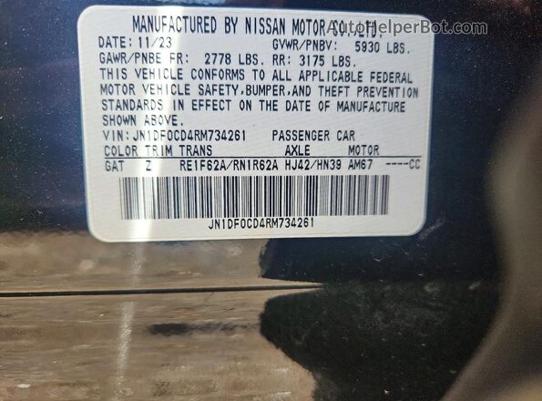 JN1DF0CD4RM734261 2024 NISSAN ARIYA Black Vista interior de 360 grados
