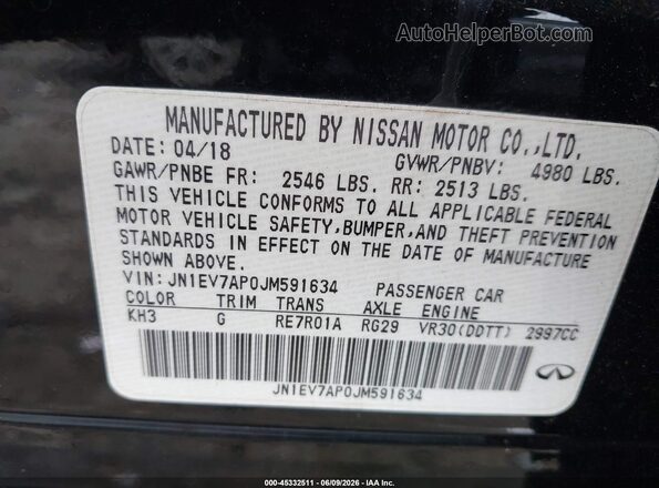 JN1EV7AP0JM591634 2018 INFINITI Q50 Black Շարժիչի բաժամունքի տեսք