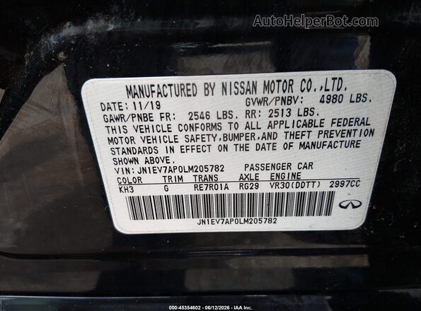 JN1EV7AP0LM205782 2020 INFINITI Q50 Black Շարժիչի բաժամունքի տեսք