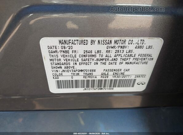 JN1EV7AP0MM701666 2021 INFINITI Q50 Black Vista del compartimento del motor