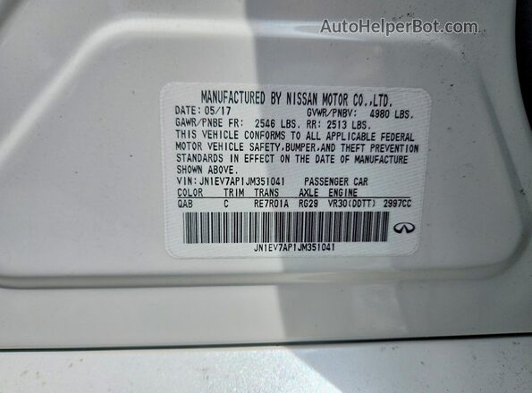 JN1EV7AP1JM351041 2018 INFINITI Q50 White 
